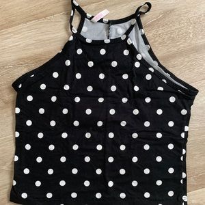 Black and White Polka Dot Halter Crop top